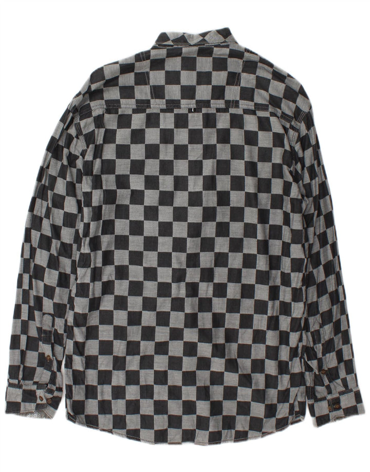 Vintage Herrenhemd mittelgrau geometrisch