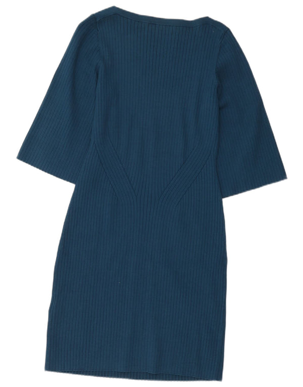 L.K. Bennett Damen-Etuikleid mit 3/4-Ärmeln, UK 12, mittelblaue Viskose