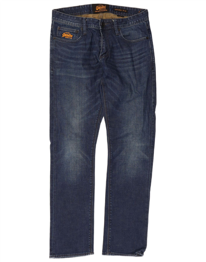 Superdry Herren Corporal Slim Jeans W32 L30 Blaue Baumwolle
