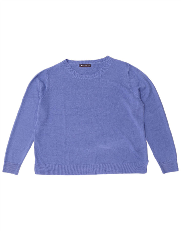Marks & Spencer Damen-Pullover mit Rundhalsausschnitt, Gr. 20, 2XL, Blau