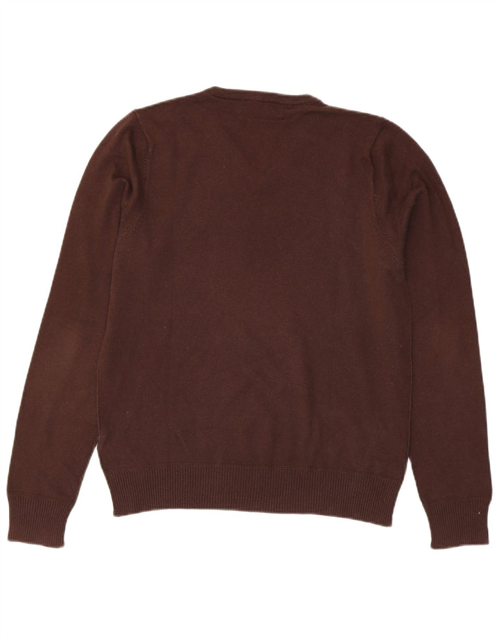 Zara Herren-Pullover mit V-Ausschnitt aus mittelbrauner Baumwolle