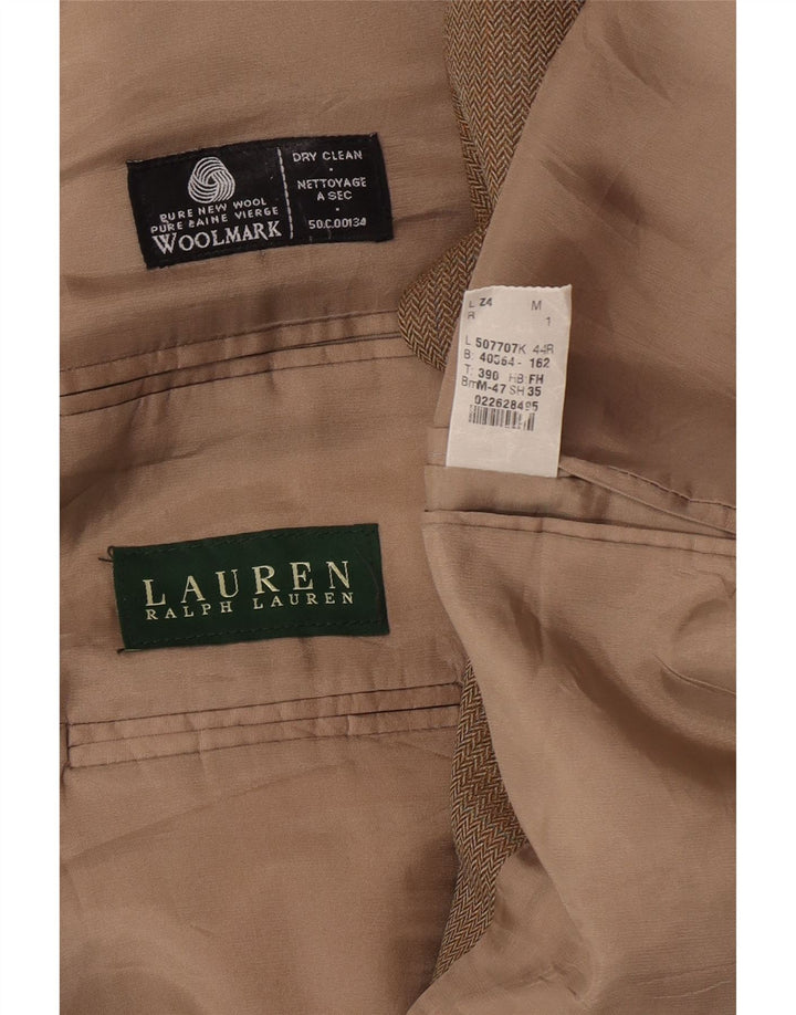 Ralph Lauren Herren-Blazer, reguläre Größe, UK 44, 2XL, braunes Fischgrätenmuster