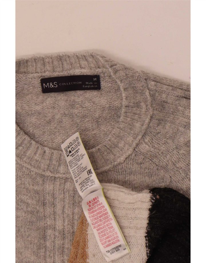 Marks & Spencer Herren-Pullover mit Rundhalsausschnitt, Mittelgrau, Farbblock