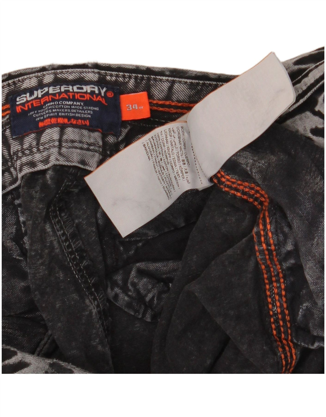 Superdry Herren-Jeansshorts W34 Large aus grauer Baumwolle