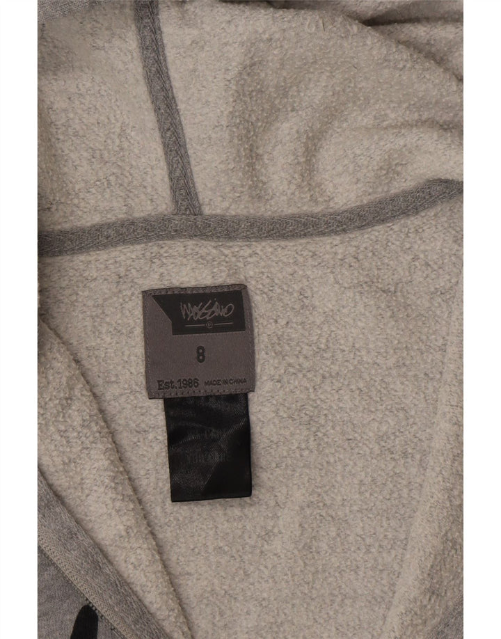 MOSSIMO Womens Graphic Zip Hoodie Sweater US 8 Medium Grey Cotton Vintage Mossimo and Second-Hand Mossimo from Messina Hembry 