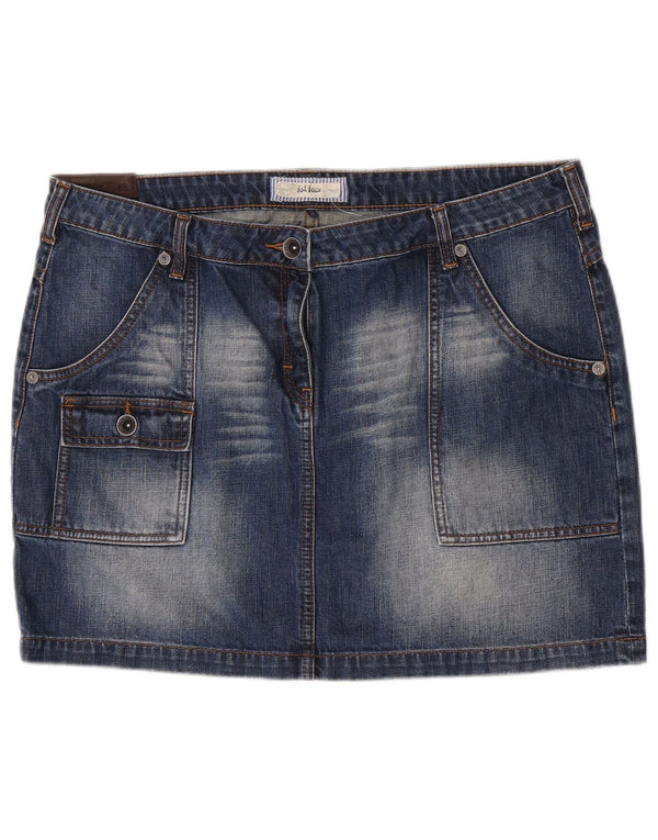 Fat Face Damen-Denim-Mini-Cargorock W36 XL, blaue Baumwolle