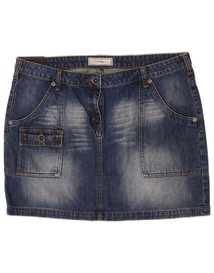 Fat Face Damen-Denim-Mini-Cargorock W36 XL, blaue Baumwolle