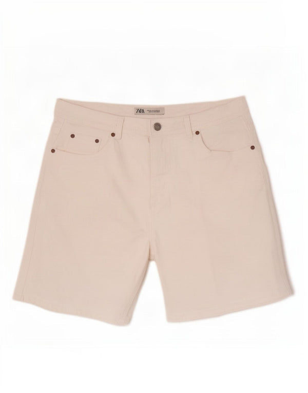 Zara Herren Jeansshorts EU 44 Large W34 Weiße Baumwolle