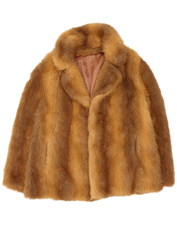 Vintage Womens Faux Fur Jacket EU 38 Medium Brown Modacryl