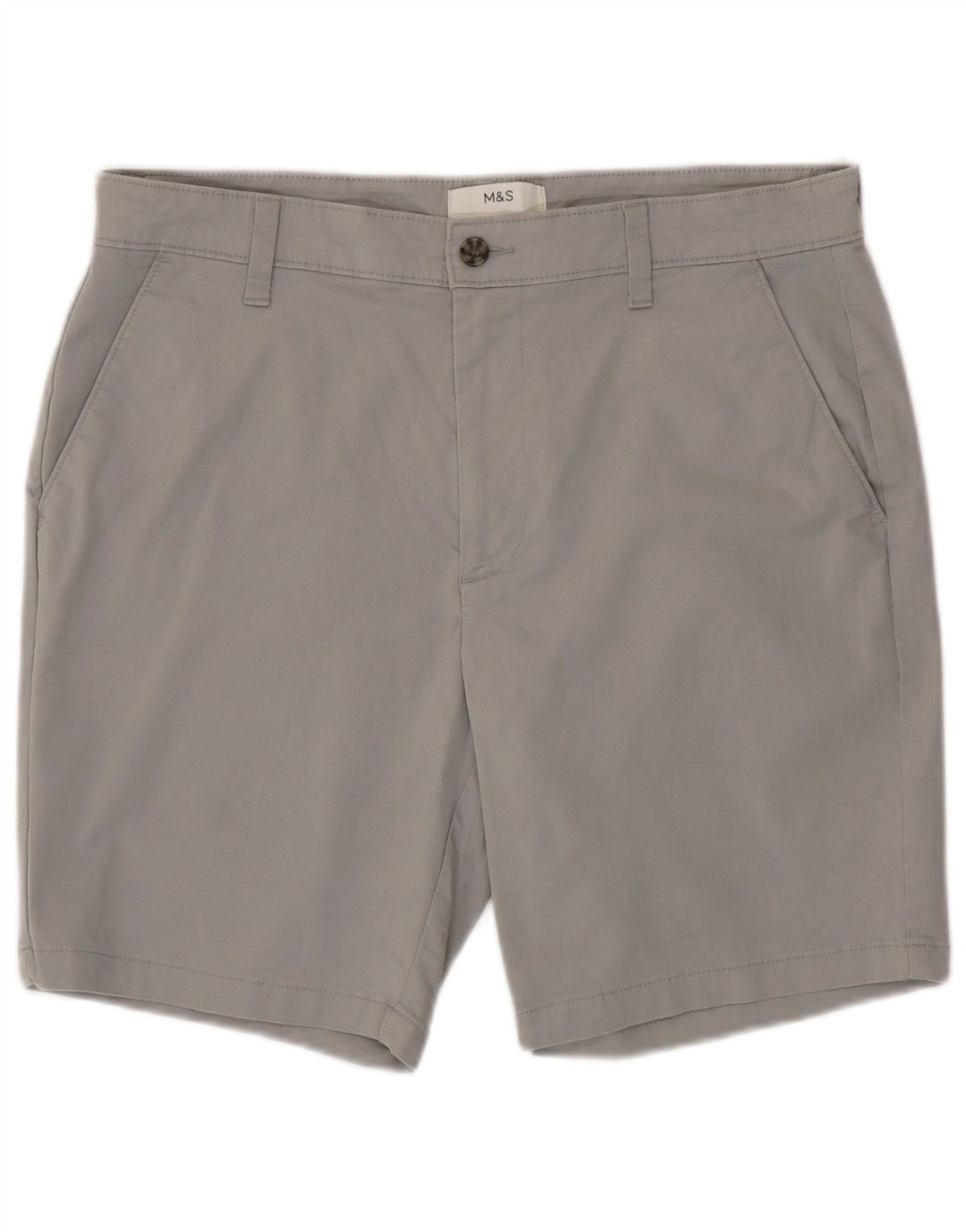 Marks & Spencer Herren Chinoshorts W34 Large Grau Baumwolle