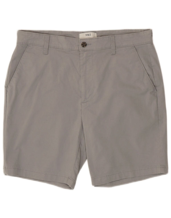 Marks & Spencer Herren Chinoshorts W34 Large Grau Baumwolle