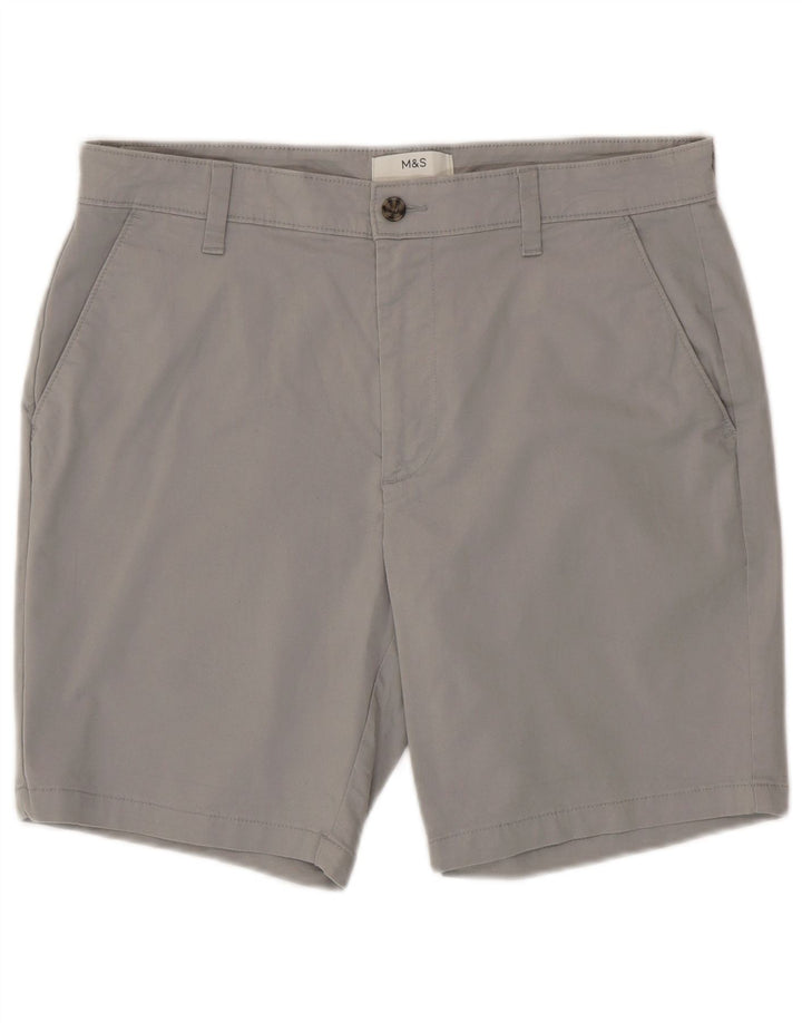 Marks & Spencer Herren Chinoshorts W34 Large Grau Baumwolle