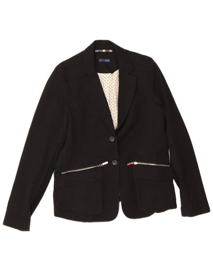 Trussardi Jeans Damen 2-Knopf-Blazerjacke UK 14 Mittelschwarz