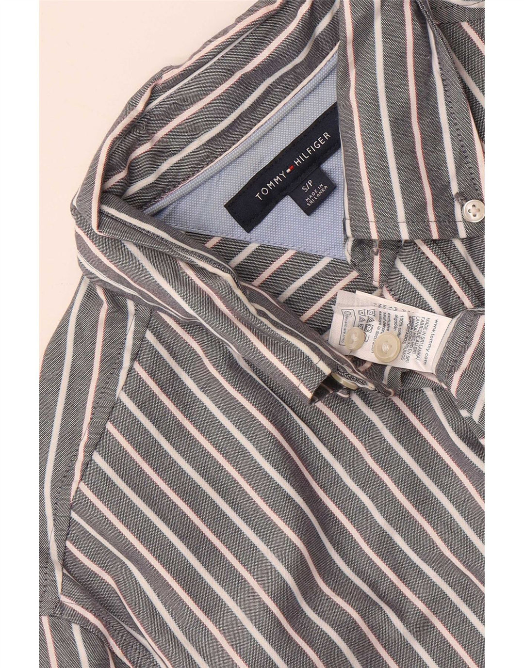 Tommy Hilfiger Herrenhemd, kleine graue Nadelstreifen-Baumwolle