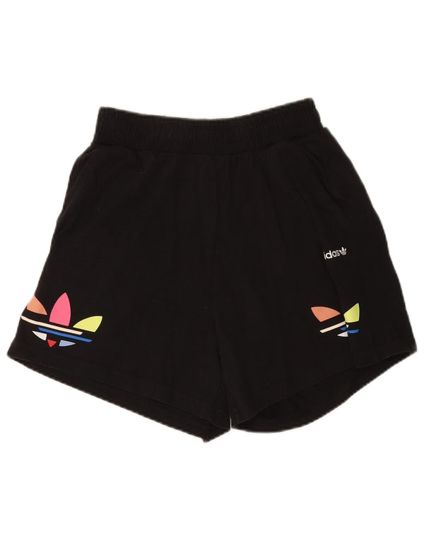 Adidas Damen Graphic Sport Shorts UK 10 Small Schwarz Baumwolle