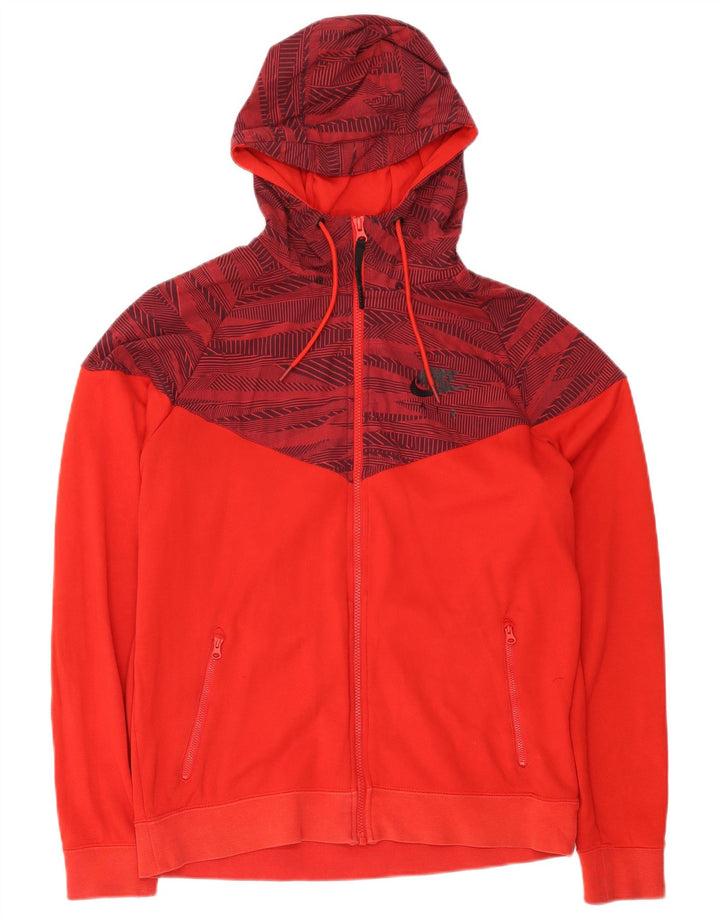 Nike Herren-Kapuzenpullover mit Reißverschluss, mittelrote geometrische Baumwolle