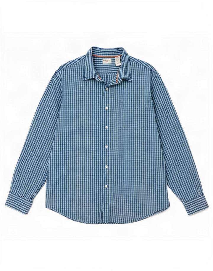 Dockers Herrenhemd, großes, blaues Gingham-Baumwollhemd