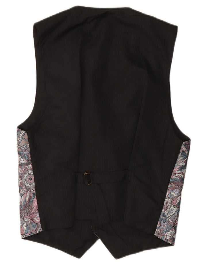 VINTAGE Mens Waistcoat Small Multicoloured Floral Polyester