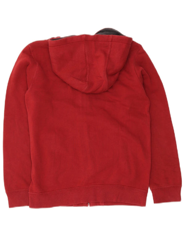 Champion Boys Zip Hoodie Sweater 9-10 Years Medium Red Colourblock Cotton
