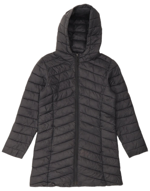 Marks & Spencer Wattierter Mantel für Mädchen mit Kapuze, 10–11 Jahre, schwarzes Polyamid