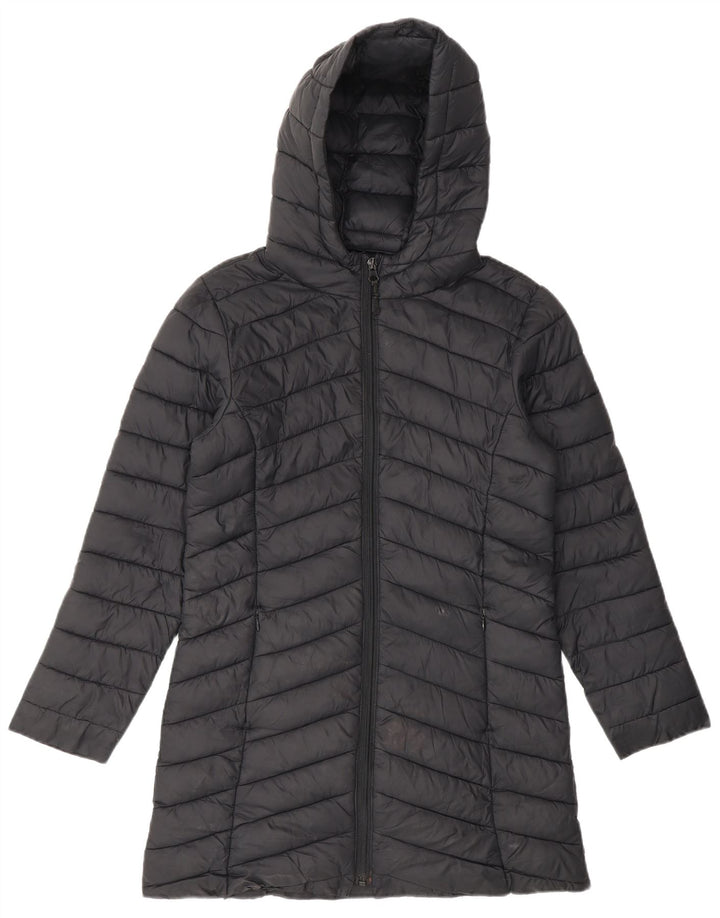 Marks & Spencer Wattierter Mantel für Mädchen mit Kapuze, 10–11 Jahre, schwarzes Polyamid