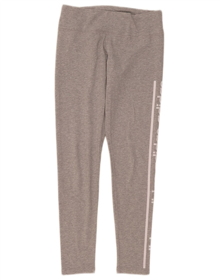 Adidas Damen Climalite Graphic Leggings UK 12/14 Mittelgraue Baumwolle
