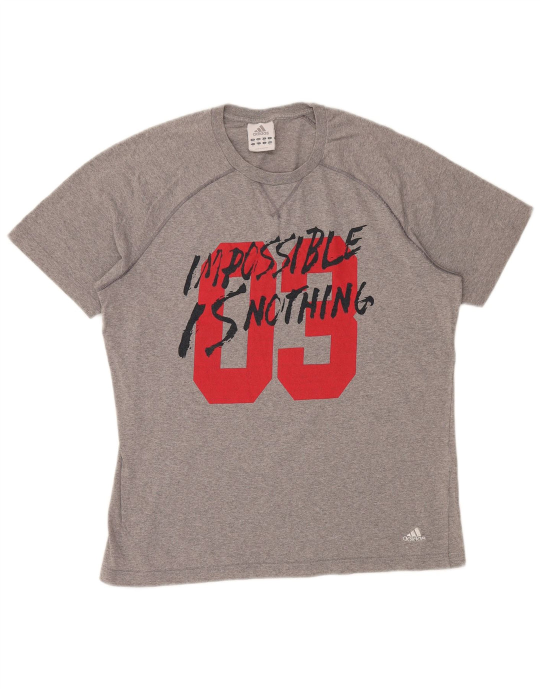 ADIDAS Herren Grafik T-Shirt Top UK 40/42 Mittelgraue Baumwolle