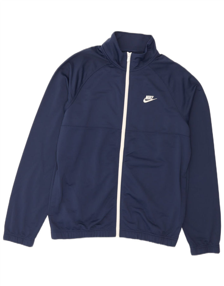 Nike Herren-Trainingsanzug-Top-Jacke aus mittelblauem Polyester in Marineblau