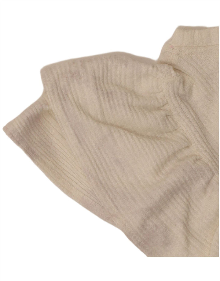 Zara Damen Crop Bluse Top UK 14 Large Off White Polyester