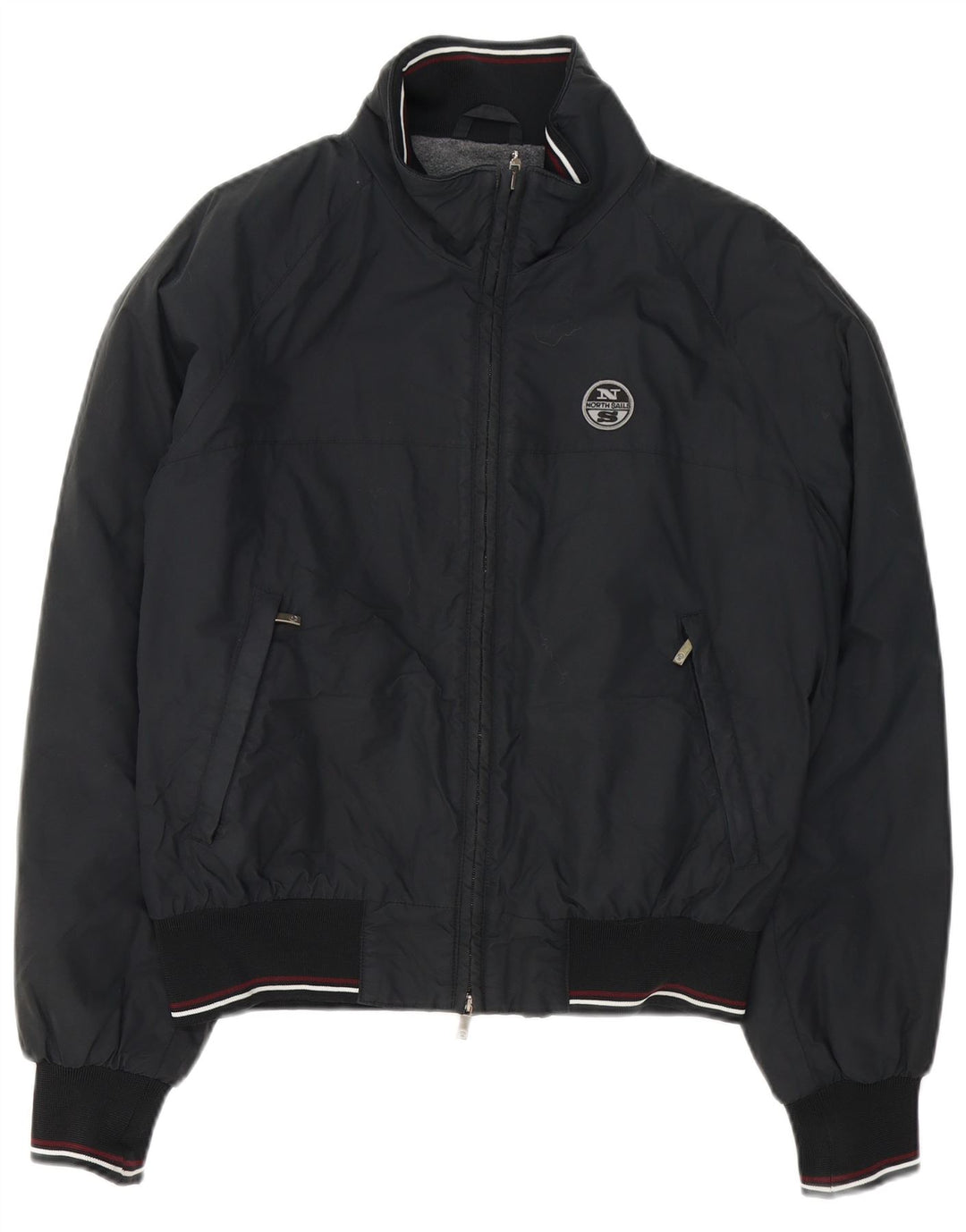North Sails Herren Bomberjacke UK 38 Medium Schwarz Gestreiftes Polyamid