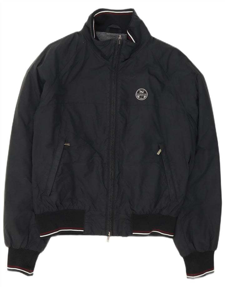 North Sails Herren Bomberjacke UK 38 Medium Schwarz Gestreiftes Polyamid