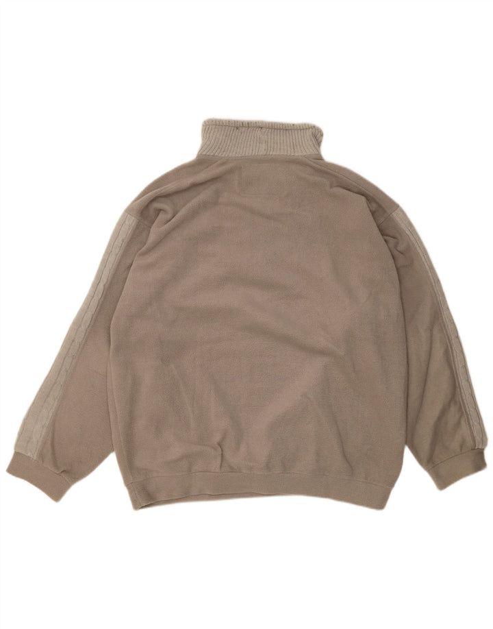 Greenstone Park Herren-Fleecepullover mit Reißverschluss am Hals, 2XL, graues Farbblock-Polyester