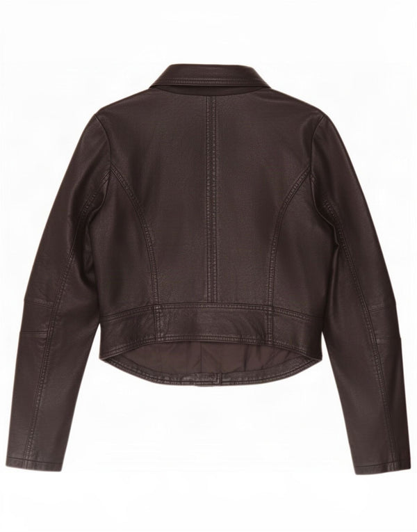 Urban Bliss Damen Crop Leder Bikerjacke UK 12 Medium Schwarz