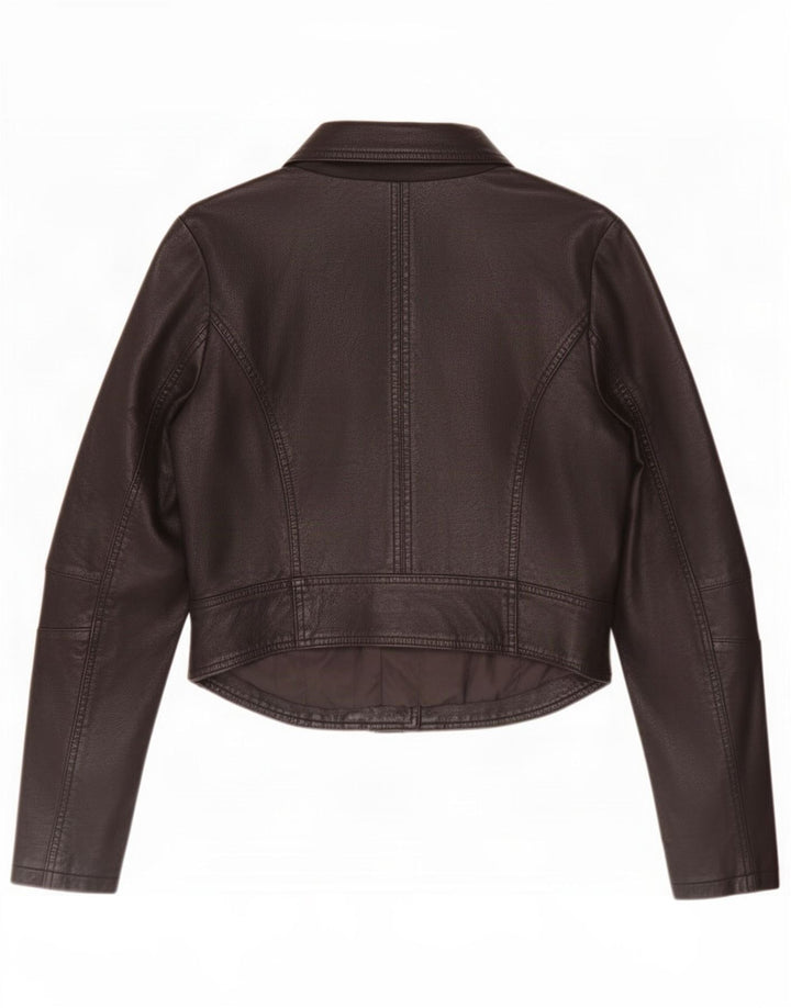 Urban Bliss Damen Crop Leder Bikerjacke UK 12 Medium Schwarz