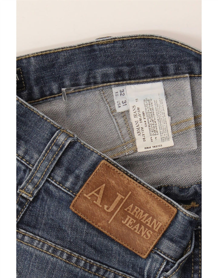 Armani Herren Straight Jeans W32 L31 Blaue Baumwolle