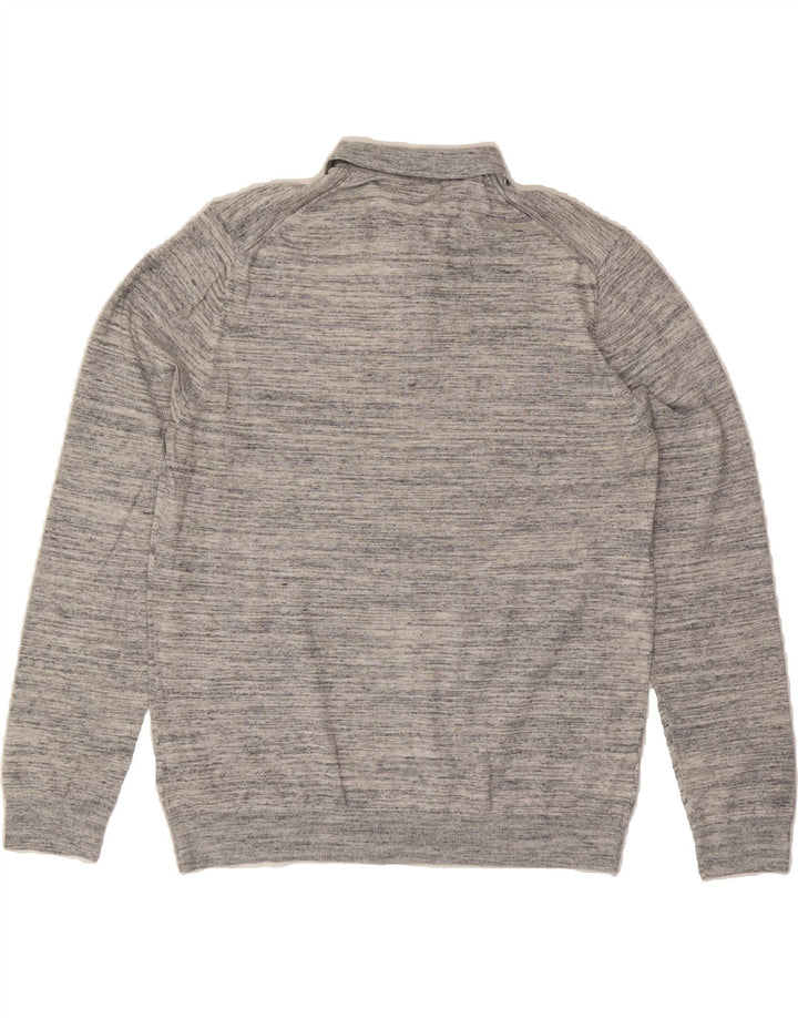 MARKS & SPENCER Mens Polo Neck Jumper Sweater Large Grey Cotton Vintage Marks & Spencer and Second-Hand Marks & Spencer from Messina Hembry 