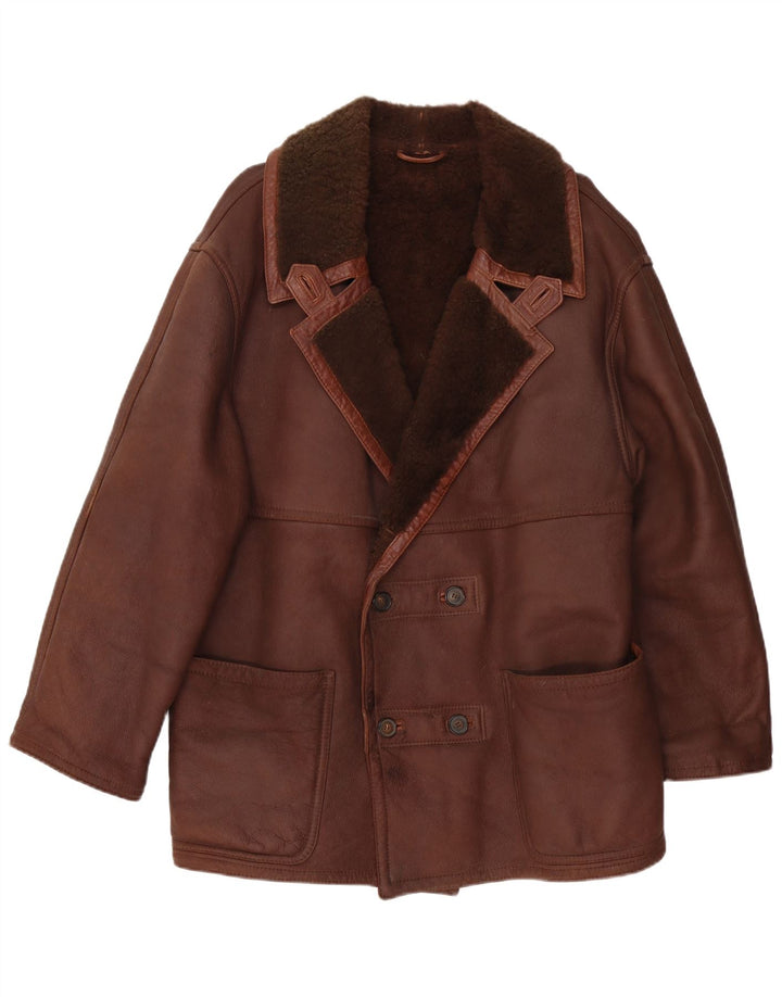 RUFF0 Herren Shearling Jacke UK 40 Large Braun