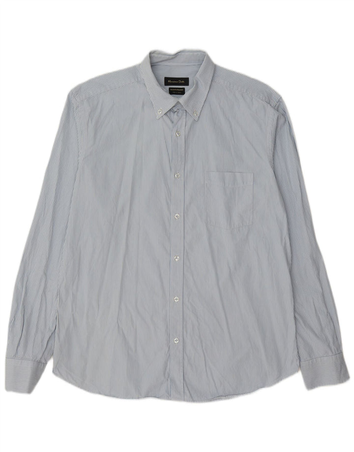 Massimo Dutti Herrenhemd, groß, blau gestreift
