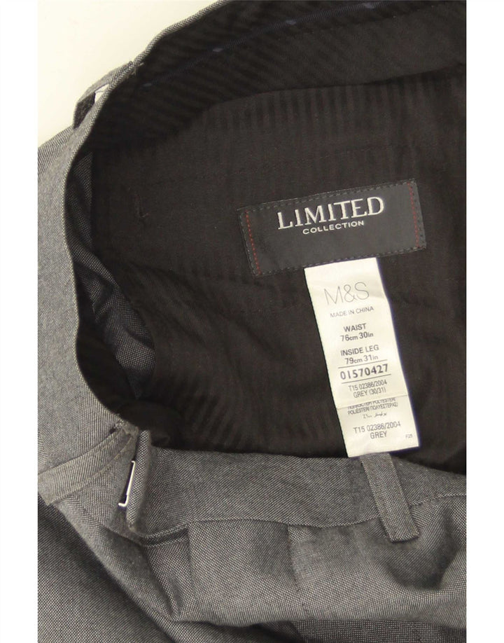 Gerade Herren-Anzughose von Marks & Spencer, W30, L31, grau, Polyester