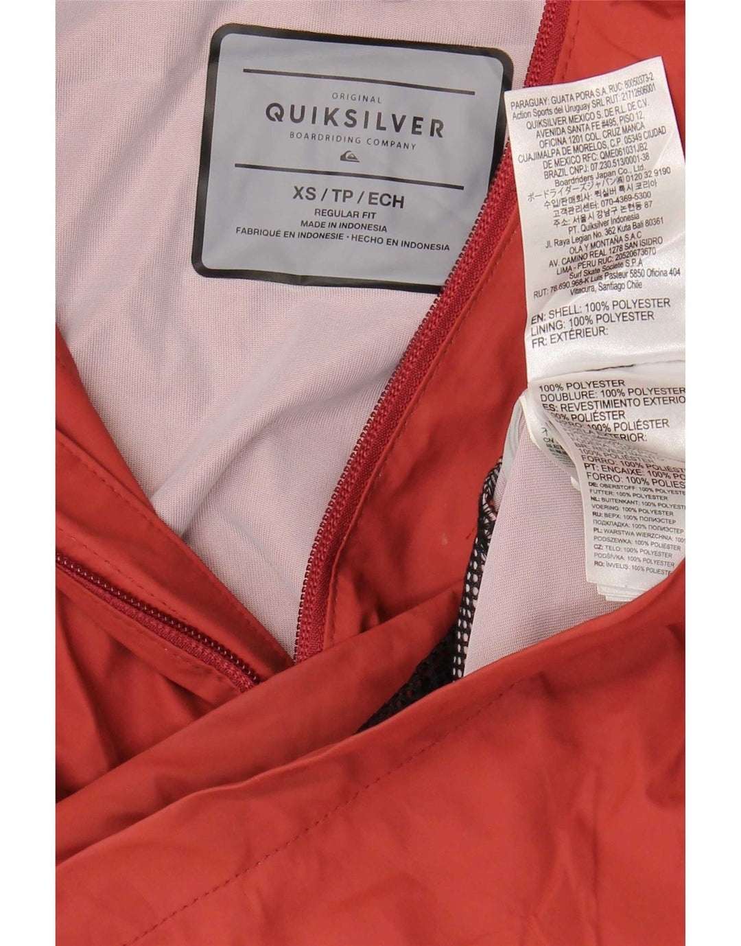 Quiksilver Herren-Regenjacke mit Kapuze, reguläre Passform, UK 36, XS, Rot, Polyester
