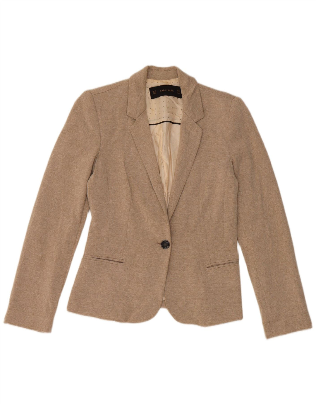 Zara Damen 1-Knopf-Blazerjacke UK 6 XS Beige