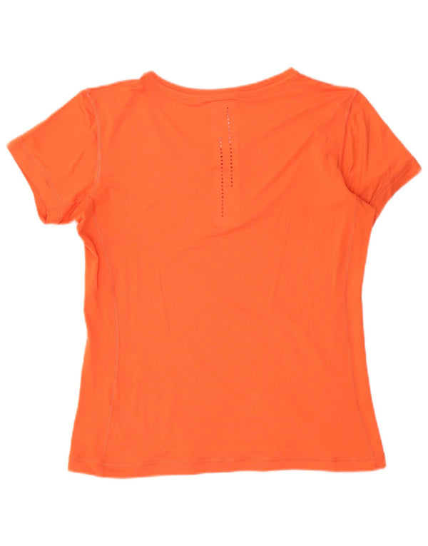Nike Damen Dri Fit Graphic T-Shirt Top UK 14 Large Orange