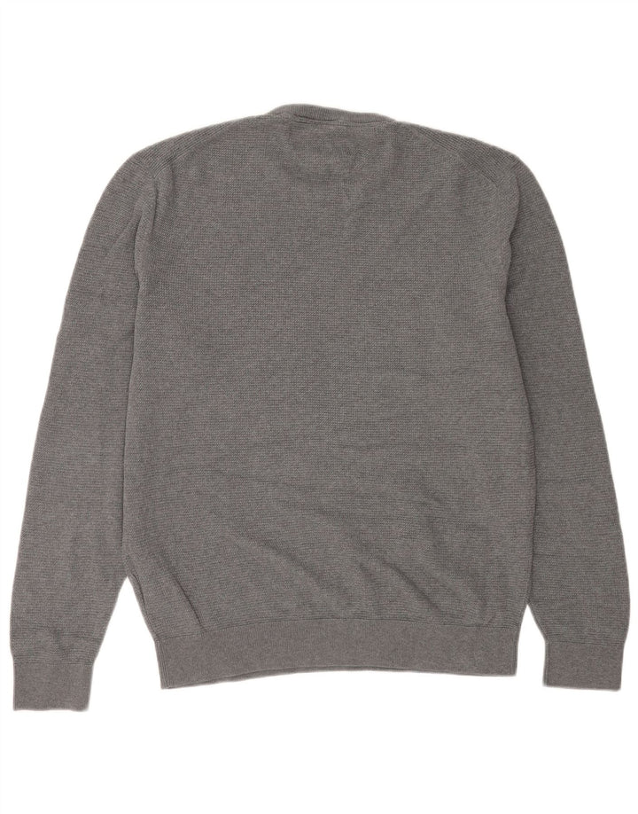 Lerros Herren-Pullover mit Rundhalsausschnitt, XL, graue Baumwolle