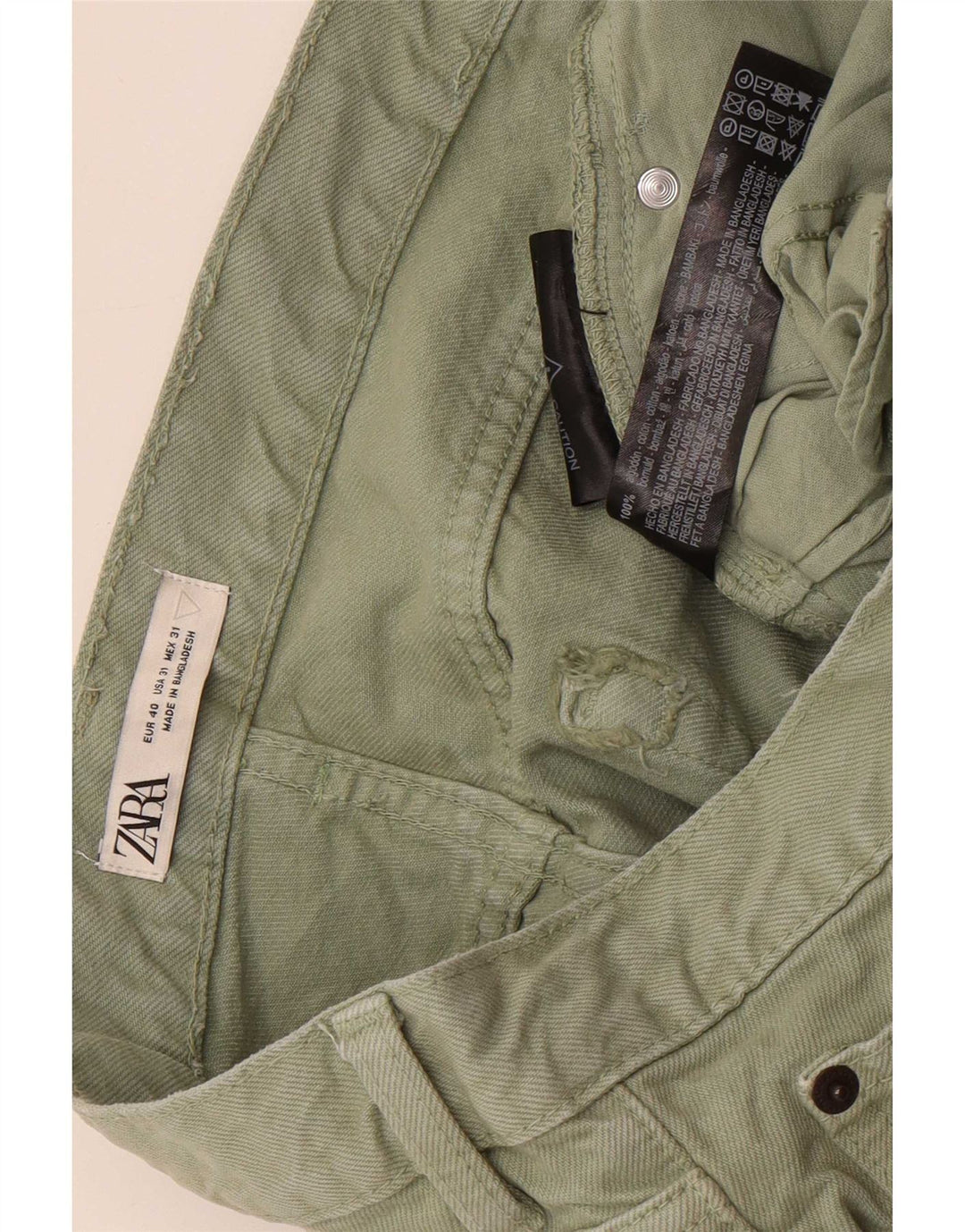 Zara Herren Slim Jeans EU 40 Medium W31 L26 Grüne Baumwolle
