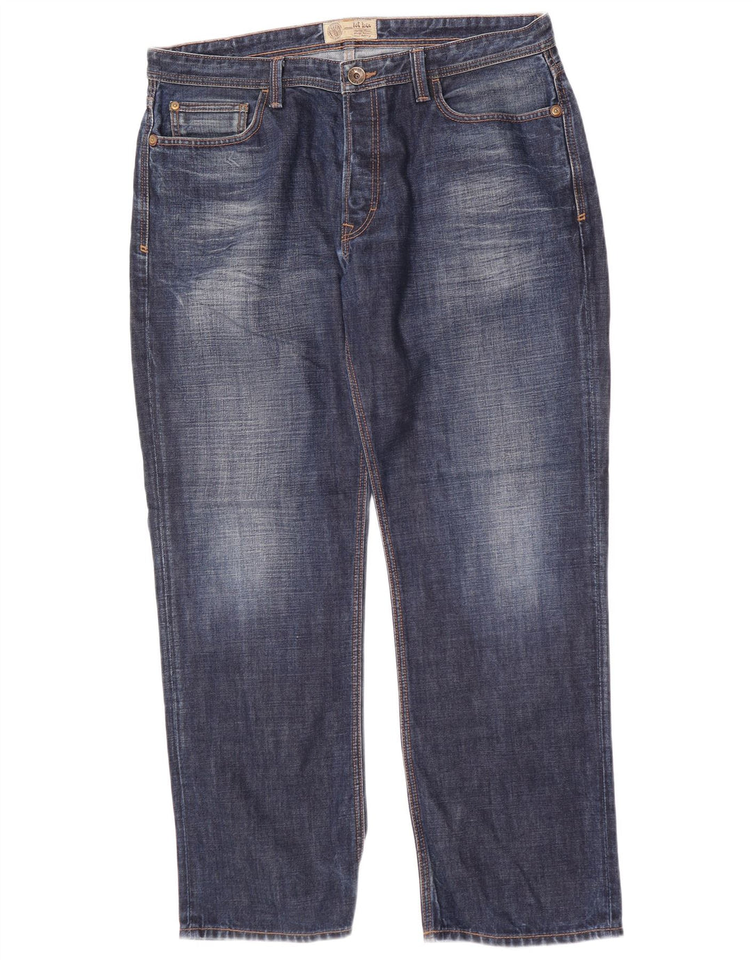Fat Face Herren Straight Jeans W36 L31 Marineblaue Baumwolle