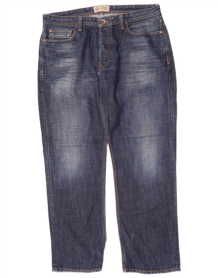 Fat Face Herren Straight Jeans W36 L31 Marineblaue Baumwolle