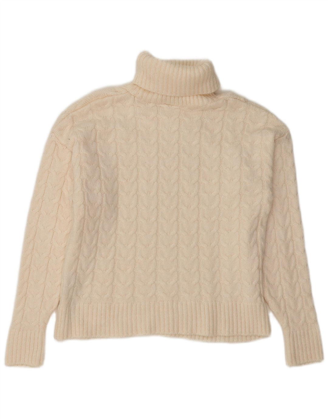 VINTAGE Womens Roll Neck Jumper Sweater UK 14 Medium White Classic