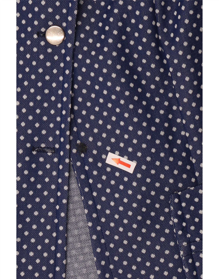 Vintage Damen 2-Knopf-Blazerjacke UK 10 Small Blue Polka Dot Retro