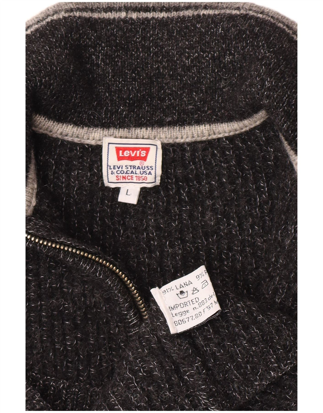 Levi's Jungen-Cardigan-Pullover, 11–12 Jahre, große grau gesprenkelte Wolle