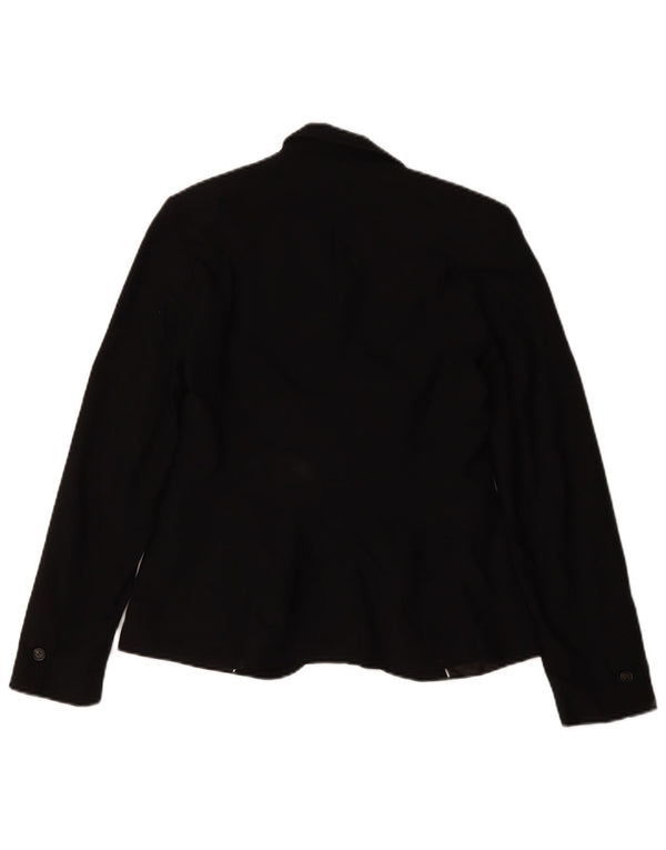 Zara Damen 1-Knopf-Blazerjacke UK 36 Small Schwarz Polyester